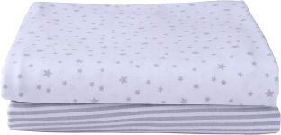 CLAIR DE LUNE Pram Fitted Sheets Stars & Stripes Grey